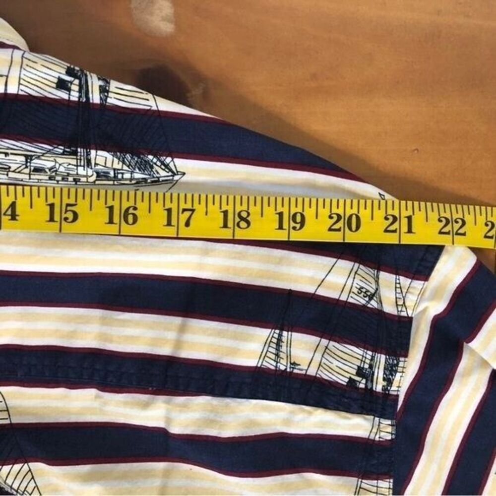 Salty Dog Gant Men's Medium Navy Yellow‎ Striped Nautical Sailing Short Sleeve - Picture 15 of 16